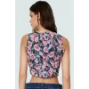 Fitted Tül Bluz Kare Yaka Kolsuz Çiçek Desenli Yazlık Konforlu Kesim Kaliteli İşçilik