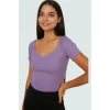 Fitted Vücuda Oturan Kısa Kollu Pamuklu Bluz Premium Kalite Trend Tasarım Zarifane