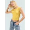 Fitted Vücuda Oturan Kolsuz Örme Bluz Yazlık Rahat Günlük Stil Dayanıklı Malzeme Seçkin