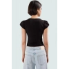 Fitted Vücuda Oturan Pamuklu Bluz V Yaka Düğmeli Kısa Kollu Yazlık Modern Stil Trend Tasarım