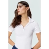 Fitted Vücut Oturan Fermuarlı Polo Yaka Kısa Kollu Bluz %70 Polyester Rahat Ve Şık