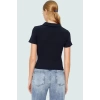 Fitted Vücut Oturan Fermuarlı Polo Yaka Kısa Kollu Bluz %70 Polyester Rahat Ve Şık