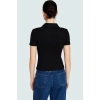 Fitted Vücut Oturan Fermuarlı Polo Yaka Kısa Kollu Bluz %70 Polyester Rahat Ve Şık