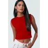 Fitted Vücut Oturan Kolsuz Örme Bluz Bisiklet Yaka Tasarım Premium Kalite Trend
