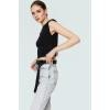Fitted Vücut Oturan Kolsuz Örme Bluz Bisiklet Yaka Tasarım Premium Kalite Trend