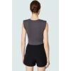 Fitted Vücut Oturan Kolsuz Örme Bluz Bisiklet Yaka Tasarım Premium Kalite Trend
