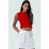 Fitted Vücut Oturan Kolsuz Örme Bluz Bisiklet Yaka Tasarım Premium Kalite Trend
