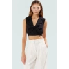 Fiyonklu Crop Bluz Kadın Yazlık Dokuma Basic Rahat Kullanım Şık Görünüm Özel Tasarım