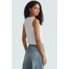 Günlük Kombinlere Uygun Terrycotton Dokuma Bluz Kalp Yaka Askılı Fitted Modern Stil