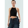 Halter Yaka Fitted Örme Bluz Krop Boy Yazlık Şık Tasarım Mükemmel Uyum Seçkin Malzeme