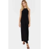 Halter Yaka Maxi Elbise Örme Kumaş Çiçekli Desen Rahat Kalıp Konforlu Kesim Ve Şık