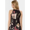 Halter Yaka Maxi Elbise Örme Kumaş Çiçekli Desen Rahat Kalıp Konforlu Kesim Ve Şık