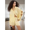 Homewear Şortlu Pijama Takımı Viskoz Bağlamalı Regular Kalıp Rahat Profesyonel Görünüm