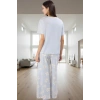 İlkbahar Sonbahar Homewear %100 Pamuk Çiçekli Pijama Takımı Modern Stil Kaliteli İşçilik