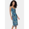 İnce Askılı Bodycon Elbise Desenli Tül Midi Boy Örme Kumaş Rahat Ve Şık Trend Tasarım