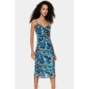İnce Askılı Bodycon Elbise Desenli Tül Midi Boy Örme Kumaş Rahat Ve Şık Trend Tasarım
