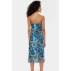 İnce Askılı Bodycon Elbise Desenli Tül Midi Boy Örme Kumaş Rahat Ve Şık Trend Tasarım