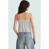 İnce Askılı Crop Bluz Çok Ekose Desenli Polyester Saten Yazlık Yüksek Kalite