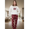 İpliği Boyalı Yıldız Desenli Örme Pijama Takımı %100 Pamuk Rahat ve Sıcak Yüksek Kalite