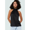 İş ve Günlük Kullanım İçin Polyester Örme Pilise Bluz Halter Yaka Profesyonel Görünüm