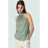 İş ve Günlük Kullanım İçin Polyester Örme Pilise Bluz Halter Yaka Profesyonel Görünüm