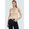 Jakarlı Fitted Crop Bluz İnce Askılı Yazlık Günlük Konforlu Kesim Modern Stil Özel Tasarım