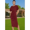 Kadın %100 Pamuk Midi Elbise Yırtmaç ve Bağlama Detaylı Rahat Kesim Uzun Ömürlü Trend Tasarım