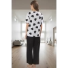 Kadın %100 Pamuklu Kalpli Pijama Takımı Rahat V Yaka Kısa Kollu Homewear Profesyonel Görünüm
