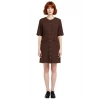 Kadın A Line Kısa Kol Dokuma Mini Elbise Düğme Detaylı Düz Kesim Ofis ve Günlük Şıklığı İçin İdeal