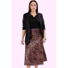 Kadın A Line Midi Etek Leopar Desenli Polyester Dokuma Kumaş Günlük Stil Dayanıklı Malzeme
