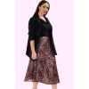 Kadın A Line Midi Etek Leopar Desenli Polyester Dokuma Kumaş Günlük Stil Dayanıklı Malzeme