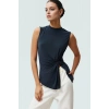 Kadın Asimetrik Kolsuz Örme Bluz Modal Polyester Günlük Şık Özenle Seçilmiş Kaliteli İşçilik
