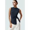 Kadın Asimetrik Kolsuz Örme Bluz Modal Polyester Günlük Şık Özenle Seçilmiş Kaliteli İşçilik