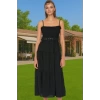 Kadın Askılı Bel Kemerli Midi Polyester Dokuma Elbise Rahat Günlük Stil Rahat Ve Şık Mükemmel Uyum