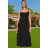 Kadın Askılı Bel Kemerli Midi Polyester Dokuma Elbise Rahat Günlük Stil Rahat Ve Şık Mükemmel Uyum