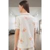 Kadın Ayıcık Desenli Pamuklu Rahat Pijama Takımı Yaz Mevsimi İçin Seçkin Malzeme Şık Görünüm