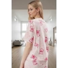 Kadın Ayıcıklı Pamuklu Pijama Takımı Kısa Kollu Regular Kalıp Yazlık Ev Giysisi Şık Görünüm