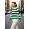 Kadın Basic Çizgili Balıkçı Yaka Triko Kazak Uzun Kollu Regular Kalıp Kış Aylarının Vazgeçilmezi
