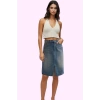 Kadın Basic Denim Midi Etek; Yırtmaçlı Rahat Pamuk Günlük Kullanım Yaz Aylarının Vazgeçilmezi