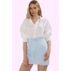 Kadın Basic Denim Mini Etek Yazlık Pamuklu Keten Karışımı Şık Günlük Kullanım Modern Tasarım