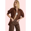 Kadın Basic Oversize Düz Desenli Uzun Kollu Gömlek Terrycotton Kumaş Günlük Şık Hafta Sonu
