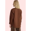 Kadın Basic Oversize Düz Desenli Uzun Kollu Gömlek Terrycotton Kumaş Günlük Şık Hafta Sonu