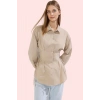 Kadın Basic Siluet Terrycotton Dokuma Gömlek Uzun Kollu Yaka Düz Desen Rahat Günlük Hafta Sonu