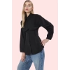 Kadın Basic Siluet Terrycotton Dokuma Gömlek Uzun Kollu Yaka Düz Desen Rahat Günlük Hafta Sonu