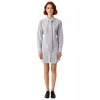 Kadın Beyaz Gri Çizgili Gömlek Yaka Mini Dokuma Elbise Casual Günlük Kullanım İçin Fashion Forward