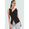 Kadın Bisiklet Yaka Fitted Örme Bluz Günlük Stil Rahat Ve Şık Özel Tasarım
