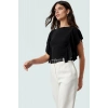 Kadın Bisiklet Yaka Kısa Kollu Örme Bluz Crop Kaliteli İşçilik Modern Stil Özenle Seçilmiş