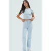 Kadın Bisiklet Yaka Kısa Kollu Pamuklu Polyester Esnek Takım Günlük Kullanım İçin Dayanıklı Malzeme