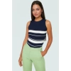 Kadın Bisiklet Yaka Triko Bluz İnce Polyester Renk Bloklu Yazlık Günlük Kullanım İçin Konforlu Kesim