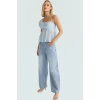 Kadın Bluz Peplum Kalp Yaka Aerobin Dokuma Yazlık Dayanıklı Malzeme Şık Görünüm